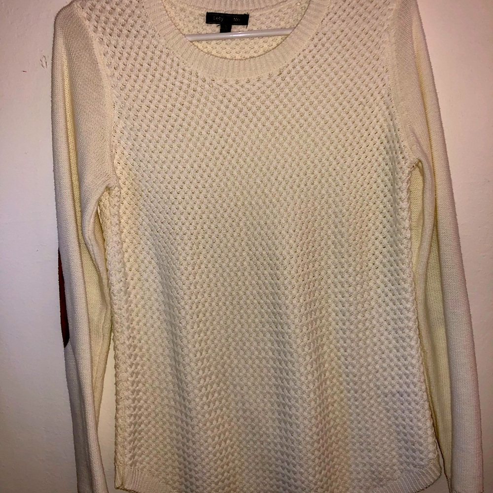 Cream sweater/tunic, suede elbow patches NWOT (sm)